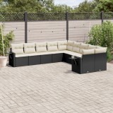 vidaXL Set canapele de grădină cu perne, 10 piese, negru, poliratan 3253043