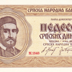 Bancnota Serbia 50 Dinara 1942 - P29 UNC