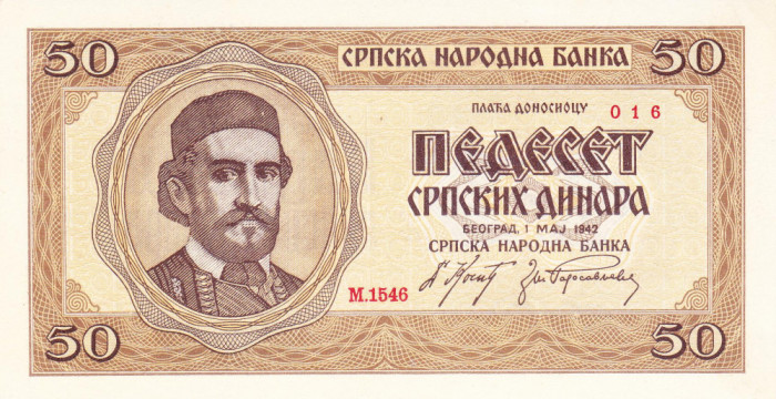 Bancnota Serbia 50 Dinara 1942 - P29 UNC