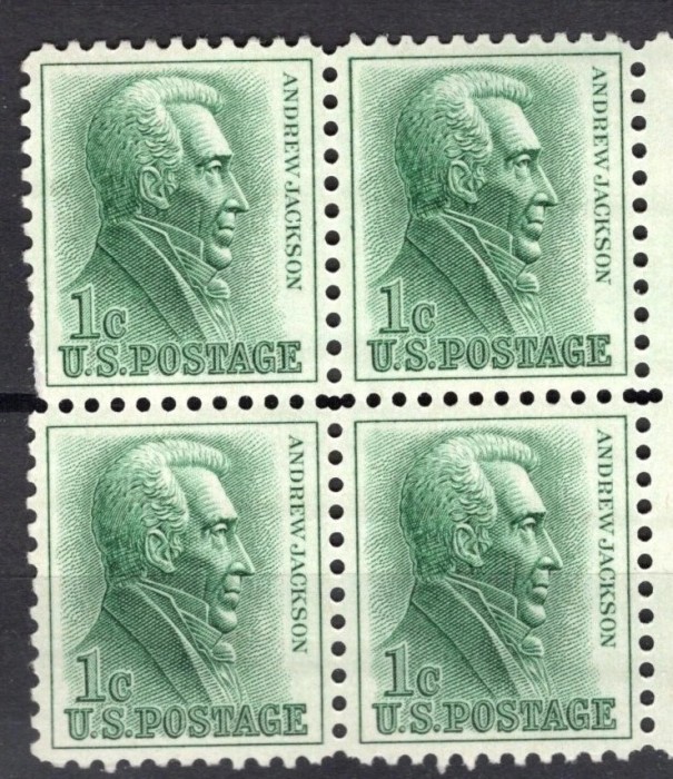 SUA 1961 - Uzual 1c, Andrew Jackson, bloc de 4 neuzat