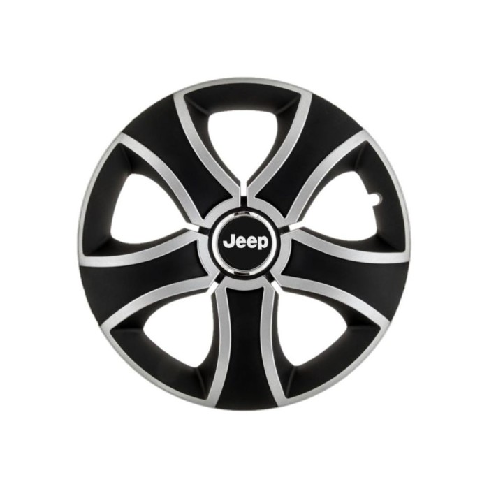Set 4 Capace Roti 15 inchi (R15) Bis Gri-Negru, Compatibile Cu Jeep