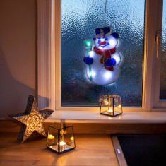 Decor fereastra LED PVC - om de zăpadă - 26 x 17 cm - 3 x AAA foto
