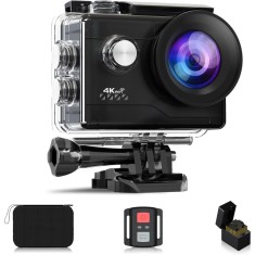 Camera Sport WiFi M80, 4K/30FPS, 20MP, LCD 2.0&quot;, 170&deg; Reglabil, Rezistenta Apa 40M, Telecomanda, Time Lapse, 2 Baterii, Geanta, Negru