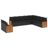 Cumpara ieftin Set canapele de gradina cu perne, 10 piese, negru, poliratan