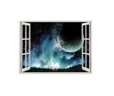 Autocolant decorativ, Fereastra, Planete, Multicolor, 83 cm, 53ST foto