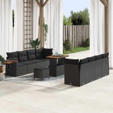 vidaXL Set de canapele pentru grădină cu pernă Negru Rattan poli 3365099