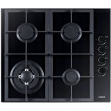 Plita incorporabila Samus PSG-64SG4, Gaz, 4 arzatoare, Gratare fonta, Sistem siguranta arzatoare, Aprindere electrica, 58x50 cm, Sticla neagra