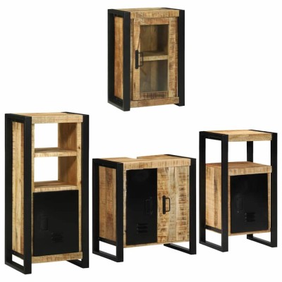 vidaXL Set de mobilier pentru baie 4 pcs Maro Lemn de mango solid 3305694 foto