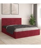 Pat Tapitat Filip Visiniu + Saltea Lux Ortopedica 160x200cm