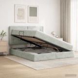 Cumpara ieftin Pat Ottoman cu Saltea si LED Gri deschis 180 x 200 cm Catifea