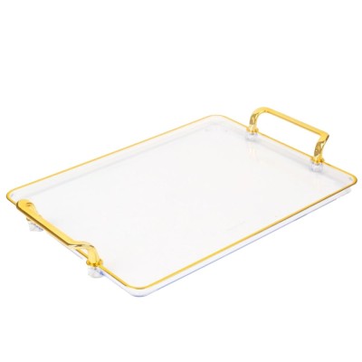 Tava decorativa Pufo Ellegant pentru servire aperitive, prajituri, fructe, cu manere rotunde, 37 cm, alb foto