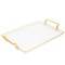 Tava decorativa Pufo Ellegant pentru servire aperitive, prajituri, fructe, cu manere rotunde, 37 cm, alb