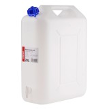 Canistra recipient plastic pentru apa 20L cu robinet, maner comod, Hdpe rezistent la intemperii, 34x15x45 cm, alba, AMiO