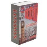 Seif secret tip carte Pufo cu cheie pentru blocare, model London Vibe, 24 x 15 cm