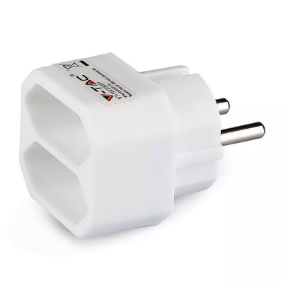 Adaptor Schuko - 2x Euro max 5A 1100W alb 44x39x61mm V-tac foto