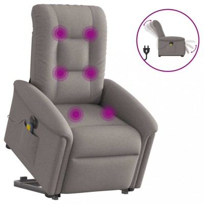 vidaXL Fotoliu electric masaj rabatabil cu ridicare, gri taupe, textil foto