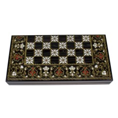 Joc de table din lemn lacuit 50x50 cm cu piese si zaruri