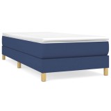 Cumpara ieftin Pat box spring cu saltea, albastru, 90x200 cm, textil