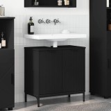 vidaXL Dulap pentru Chiuveta de Baie cu ușă Negru 60.5 x 33.5 x 61 cm