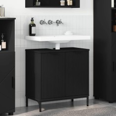 vidaXL Dulap pentru Chiuveta de Baie cu ușă Negru 60.5 x 33.5 x 61 cm 883415