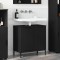 vidaXL Dulap pentru Chiuveta de Baie cu ușă Negru 60.5 x 33.5 x 61 cm