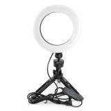 Cumpara ieftin Lampa circulara LED 16 cm diametru,cap bila rotativ 360 grade + mini trepied extensibil, Dactylion