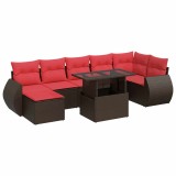 Cumpara ieftin Set canapele de gradina cu perne, 8 piese, maro, poliratan