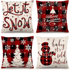 Fete de pernă Decorații Cistmas 18x18 inch Set de 4 pentru decorațiuni interioar