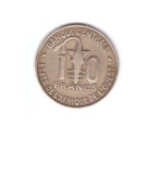 Moneda Africa de Vest 10 francs/franci 1974, stare buna, curata