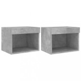 Cumpara ieftin Noptiere cu lumini LED montate pe perete, 2 buc., gri beton