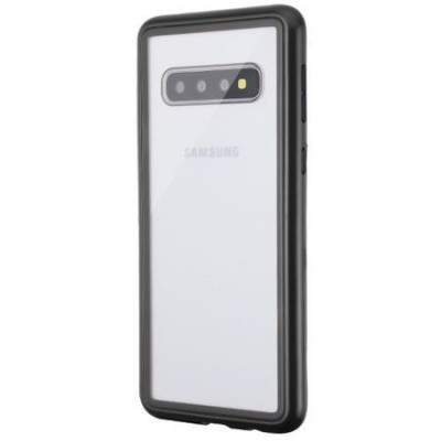 Husa Samsung Galaxy S10 Plus Magnetica Black,cu spate de sticla securizata foto