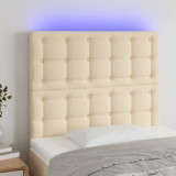 Tablie de pat cu LED, crem, 100x5x118/128 cm, textil GartenMobel Dekor, vidaXL