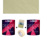 Cumpara ieftin Pachet 2x Vopsea decorativa interior Kober Decor Izy Verde Mosc 0.9L + Pensula