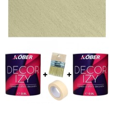 Pachet 2x Vopsea decorativa interior Kober Decor Izy Verde Mosc 0.9L + Pensula