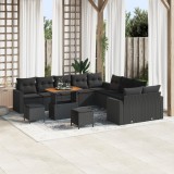 Set de canapele pentru grădină vidaXL cu perne negre