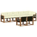 vidaXL Set de canapele de exterior cu pernă 8 pcs Natural și Crem 3382030