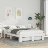 Cadru de pat cu headboard Alb 160 x 200 cm Lemn de brad solid