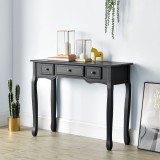 Cumpara ieftin Masa Consola Stil Vintage Barok cu 3 Sertare, MDF Negru, Dimensiuni 78x100x35 cm, [en.casa]