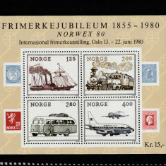 Norvegia 1980-Expozitia Filatelica "Norwex",Mijloace de transport ,MNH,Mi.Bl.3