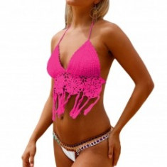 SW964-55 Costum de baie roz in doua piese, cu neopren