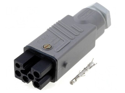 Conector dreptunghiular 5 pini argintat IP54 10A mamă foto