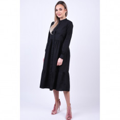 Rochie Bumbac Pieces Cilla Midi Negru foto