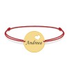 Ingrid - Bratara personalizata snur cu banut si nume din argint 925 placat cu aur galben 24K