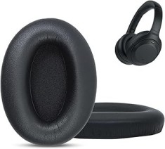 Set 2 bureti pentru casti Sony WH-1000XM3 WH1000XM3, Over-Ear - Negru - Spuma cu memorie - Piele ecologica