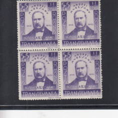 ROMANIA 1942 LP 149 ANDREI MURESAN BLOC DE 4 TIMBRE MNH