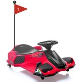 Cumpara ieftin Masinuta-Kart electric, Rider Drift 360, pt copii 5-11 ani, 180W, 24V, cu CASCA si Genunchiere cadou, rosie