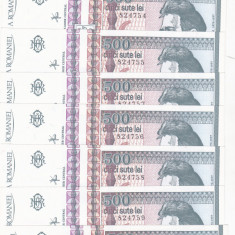 Romania 500 lei 1992 unc x9 serii consecutive