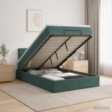 Cumpara ieftin Pat ottoman cu saltea Verde inchis 120 x 200 cm Catifea