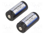 Acumul: Li-Ion 16340 3,7V 850mAh &Oslash;16,8x35,7mm 2buc.