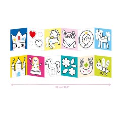 Carte de colorat pentru copii Banana Panda Ready To Draw, Unicorni si Zane Wonderland, 23 ilustratii simple, 2 carti tip acordeon, 96 cm lungime